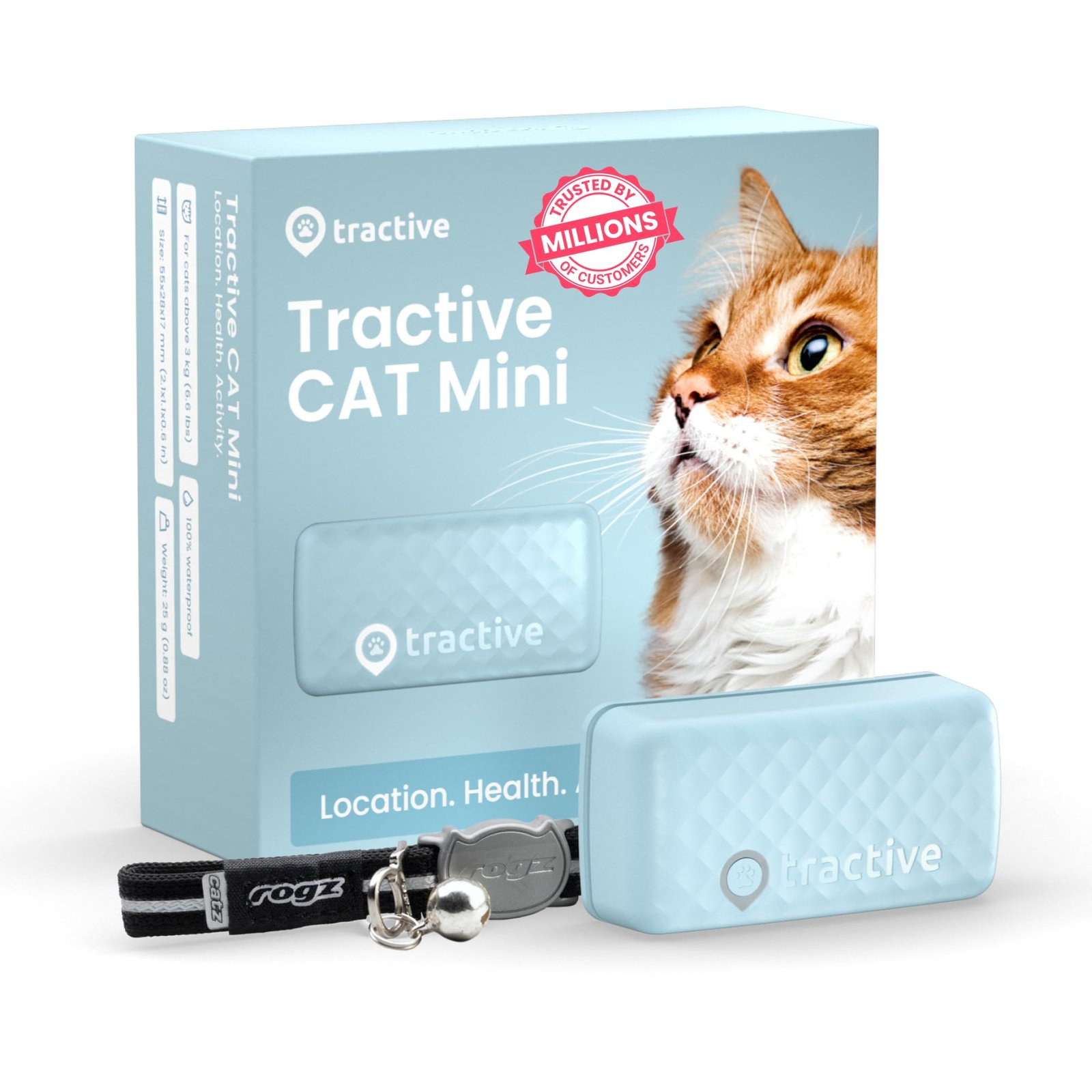 Tractive CAT Mini GPS tracker for cats with collar and box