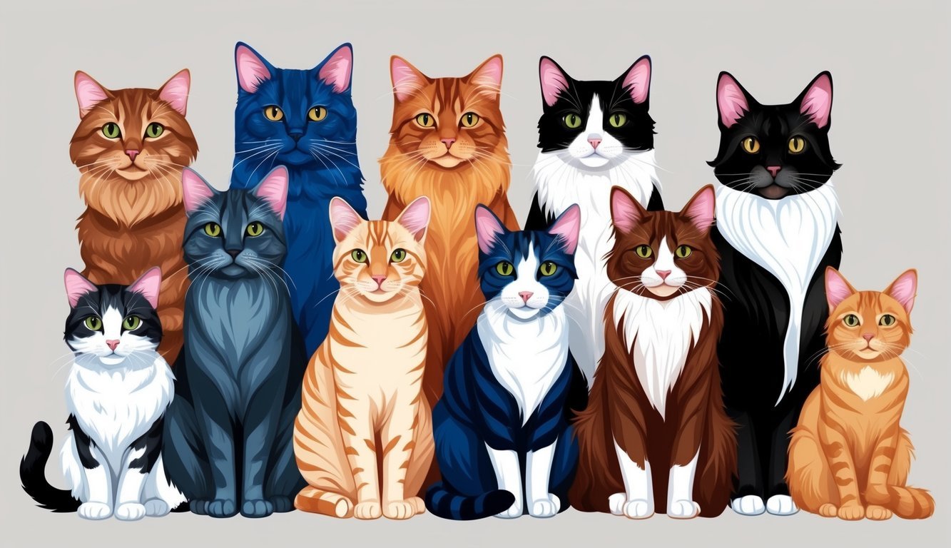 A group of diverse cat breeds with warm ears gathered together